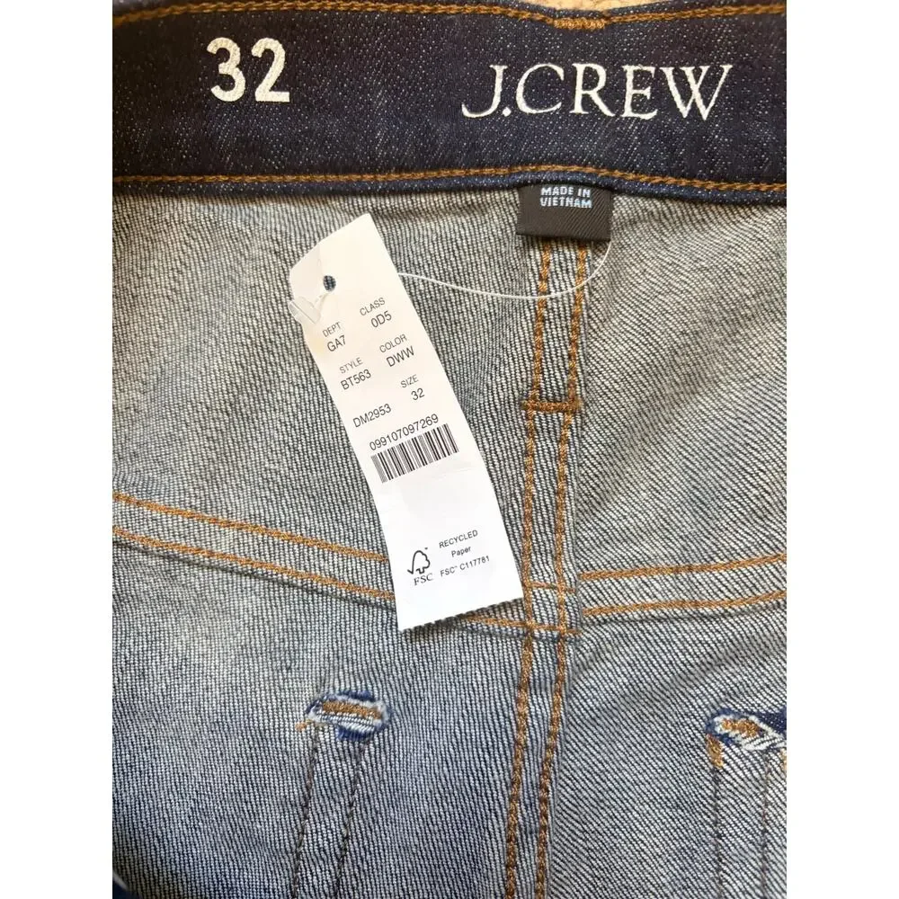J.Crew 9” Demi Boot Crop Jeans NWT 32 Dark Worn Wash Mid Rise BT563